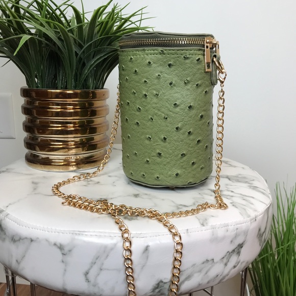 ‼️ Olive Green Ostrich Mini Purse Bag With Strap - Picture 2 of 6